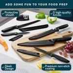 Home Hero Ultra-Sharp Stainless Steel Kitchen Knife Set - Chef Knives Set (5 Knives, 5 Sheath, Sharpener - Black)
