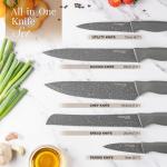 nuovva Professional Kitchen Knife Set – 5Pcs Stainless Steel Grey Granite Knife Set - Sharp & Non Stick Blades Lightweight – Chef, Bread, Utility, Filleting & Paring Tools