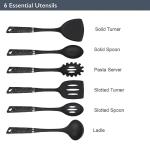 Blackmoor 66779 6-Piece Kitchen Utensils Set/Non-Scratch & Heat Resistant/BPA Free Plastic/Modern & Vibrant Stylish Black Marble Colour/Space Saving Kitchen Storage