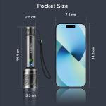 REHKITTZ Torch, LED Rechargeable Torches(Built-in Large Capacity Battery) 2200 Lumen Super Bright Flashlight with Power Display,Long Working Time,Aluminum Alloy,5 Light Modes,Zoomable Torch（2 Pack）