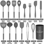 Umite Chef Kitchen Utensil Set, 15pcs Silicone Cooking Kitchen Utensils Set, Cooking Tools Turner Tongs Spatula Spoon for Nonstick Heat Resistant Cookware - (Grey)