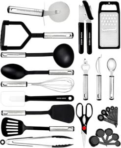 Kitchen Utensils Set - 25pieces Non-Stick Heat Resistant Cooking Utensils Set - Spoons Turners Spatula Ladle Set - Kitchen Tools Gadgets Accessories