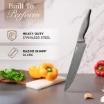 nuovva Professional Kitchen Knife Set – 5Pcs Stainless Steel Grey Granite Knife Set - Sharp & Non Stick Blades Lightweight – Chef, Bread, Utility, Filleting & Paring Tools