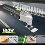 GALAX PRO 180W Oscillating Multi Tool, 22000 OPM,3 Degree Oscillating Angle with 3 Pieces Saw Blades, 1 Piece Semi Circle Blade Sanding Plate, 6 Pieces Sanding Papers for Sanding, Grinding