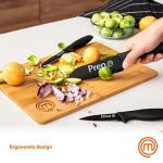 MasterChef Kitchen Knives Set of 3 for Cooking - Chef Knife, Paring Knife & Utility Knife with Professional Sharp Stainless Steel, Non Stick Coated Blades & Soft Touch Handles for Easy Grip, Black