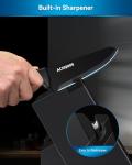 ACOQOOS Knife Set with Block, 10 Piece Stainless Steel Kitchen Knives with Built-in Sharpener for Everyday Kitchen Use