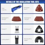 Oscillating Multi Tool 300W Quick-fit Blade Design, 22000RPM, 3°Oscillation Angle Electric Oscillating Saw with 15pcs Accessories for Cutting, Sanding and Scraping