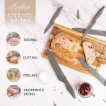 nuovva Professional Kitchen Knife Set – 5Pcs Stainless Steel Grey Granite Knife Set - Sharp & Non Stick Blades Lightweight – Chef, Bread, Utility, Filleting & Paring Tools