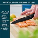 Home Hero Ultra-Sharp Stainless Steel Kitchen Knife Set - Chef Knives Set (5 Knives, 5 Sheath, Sharpener - Black)