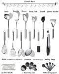 Berglander Kitchen Utensils Set 38 Pieces, Stainless Steel Cooking Utensils Set, Kitchen Gadgets Cookware, Kitchen Tool Set with Utensil Holder Rack And Hooks For Hanging Dishwasher Safe