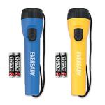 Energizer Eveready LED Torch Pack of 2, Super Bright Flashlight, Water Resistant, Perfect for Camping , Outdoors & Emergency Light, Pack of 2, 4 AA Batteries Included, Blue/Yellow