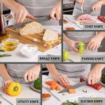 nuovva Professional Kitchen Knife Set – 5Pcs Stainless Steel Grey Granite Knife Set - Sharp & Non Stick Blades Lightweight – Chef, Bread, Utility, Filleting & Paring Tools