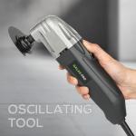 GALAX PRO 180W Oscillating Multi Tool, 22000 OPM,3 Degree Oscillating Angle with 3 Pieces Saw Blades, 1 Piece Semi Circle Blade Sanding Plate, 6 Pieces Sanding Papers for Sanding, Grinding