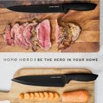 Home Hero Ultra-Sharp Stainless Steel Kitchen Knife Set - Chef Knives Set (5 Knives, 5 Sheath, Sharpener - Black)