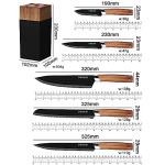lapelux Kitchen Knife Set - 5 Piece Knife Set with Block, Wood Grain Handle, Stainless Steel Knivese with Chef, Bread, Slicer, Paring Knife for Cutting Meat/Vegetables/Fruit.