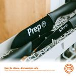 MasterChef Kitchen Knives Set of 3 for Cooking - Chef Knife, Paring Knife & Utility Knife with Professional Sharp Stainless Steel, Non Stick Coated Blades & Soft Touch Handles for Easy Grip, Black