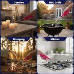 UR CHOICE 3-Pack BBQ Refillable Multicolour Safety Candle Fire Lighters with Free Clipper Gas Refill Bottle | Outdoor BBQ Essentials