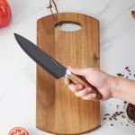 lapelux Kitchen Knife Set - 5 Piece Knife Set with Block, Wood Grain Handle, Stainless Steel Knivese with Chef, Bread, Slicer, Paring Knife for Cutting Meat/Vegetables/Fruit.
