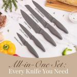 nuovva Professional Kitchen Knife Set – 5Pcs Stainless Steel Grey Granite Knife Set - Sharp & Non Stick Blades Lightweight – Chef, Bread, Utility, Filleting & Paring Tools
