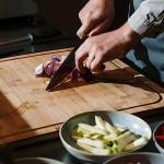 lapelux Kitchen Knife Set - 5 Piece Knife Set with Block, Wood Grain Handle, Stainless Steel Knivese with Chef, Bread, Slicer, Paring Knife for Cutting Meat/Vegetables/Fruit.