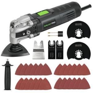 GALAX PRO Oscillating Tool, 400W Multifunction Tool 15000-22000OPM 6 Variable Speed Oscillating Vibration,Quick Change System,Angle 4 Degrees,for Cutting, Sanding and Grinding,with 30 Pcs Accessories