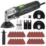 GALAX PRO Oscillating Tool, 400W Multifunction Tool 15000-22000OPM 6 Variable Speed Oscillating Vibration,Quick Change System,Angle 4 Degrees,for Cutting, Sanding and Grinding,with 30 Pcs Accessories