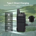 Retevis RT622 2 Way Radio, PMR446 Professional Walkie Talkie Mini Long Distance, Clear Sound, VOX Hands Free, Walkie Talkie Rechargeable, Hiking, Gifts (Black,1 Pair)