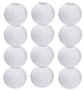 Tmade 12 Pack 12" White Paper Lanterns for Birthday Wedding Party Garden Home Decoration