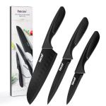 hecef Knife Set of 3 Sharp Kitchen Knives Designed with Non-Stick Coated Blade & Lightweight Ergonomic Handle for Effortless Performance