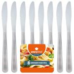 SOL 8pk Dinner Knives - 22cm Stainless Steel Table Knives, Dishwasher Safe Cutlery Set, Durable Knife Cutlery for Dining, Sleek Table Knife Design