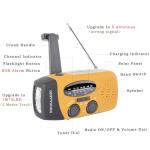 Wind Up Solar Radio, Survival Hand Crank Dynamo AM/FM Emergency Weather Radio, 2000mAh Rechargeable USB Phone Charger, SOS Alarm, LED Bright Flashlight, for Household and Outdoor Camping, Hiking