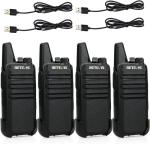 Retevis RT622 Walkie Talkies for Adults, Mini 2 Way Radio Rechargeable, 113g Portable Radio, VOX, PMR446, Professional Walkie Talkies 4 Pack for Restaurants, Hotels, Cafes (Black, 4 Pack)