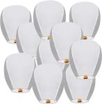 Sky Chinese Lanterns 10 Pack Sky to Release in Memory Love Color Large Memorial Paper Lanterns Birthday Wedding Funeral Christmas to Make Wishes (White)