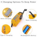 Wind Up Solar Radio, Survival Hand Crank Dynamo AM/FM Emergency Weather Radio, 2000mAh Rechargeable USB Phone Charger, SOS Alarm, LED Bright Flashlight, for Household and Outdoor Camping, Hiking