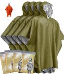 Kanuothbon Emergency Survival Poncho (4pc) Thermal Mylar Foil Coating Blanket for Heat Retention and Rain | Reversible with Hood | Waterproof, Windproof, Portable, Hands-free, Outdoor Kit