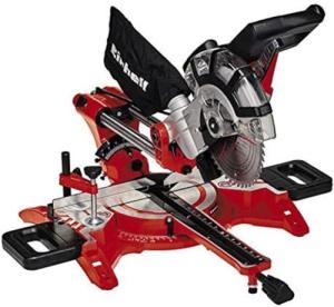 Einhell 1800W Dual Bevel Sliding Mitre Saw, 310mm Drag, Laser, Dust Extraction, +/-45° Mitre, +/-47° Bevel Saw with 48T Blade for Cutting Wood, Plastic, Laminate 4300390