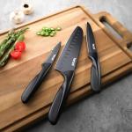 hecef Knife Set of 3 Sharp Kitchen Knives Designed with Non-Stick Coated Blade & Lightweight Ergonomic Handle for Effortless Performance