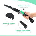 Mossy Oak Pruning Saw, Folding Hand Saw with Secure Lock, 3 Blades Made of Cr-V and 65Mn, for Wood, Bone, PVC, Tree Pruning, Camping, Hunting, Non-Ferrous Metal, Solid TPR Soft Grip and Portable Pouch