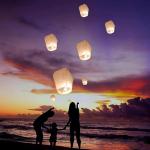 Sky Chinese Lanterns 10 Pack Sky to Release in Memory Love Color Large Memorial Paper Lanterns Birthday Wedding Funeral Christmas to Make Wishes (White)