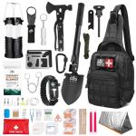 Monterra Survival Kit, First Aid, 214 Pcs, Emergency Gear and Supplies, Bug Out Go Bag, EDC, Molle System Backpack, Hiking, Camping, Outdoor Accessories, Gifts for Men.