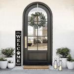 Perfnique Modern Farmhouse Lantern Decor, 15'' 13'' Set of 2 Black Metal Lanterns, 2 LED 6hr Timer Flickering Flameless Candles, Lanterns Decorative for Outdoor Decor, Home, Indoor, Patio (Black)