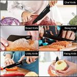 Knife Set with Block, 14 Piece with Built-in Sharpener, Kitchen Knives for Chopping, Slicing, Dicing Cutting by ACOQOOS