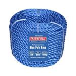 Faithfull Blue Poly Rope Coil - 8mm Dia x 30 Meters, Max Load 100kg, Breaking Strain 800kg