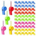 60Pcs Loud Crisp Sound Whistle, Plastic Coach Whistles with Adjustable Lanyard, 5 Colorful Sport Events Whistles, Sturdy Children Referee Whistles, Emergency Training Whistle for Officials Teachers