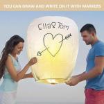 Sky Chinese Lanterns 10 Pack Sky to Release in Memory Love Color Large Memorial Paper Lanterns Birthday Wedding Funeral Christmas to Make Wishes (White)