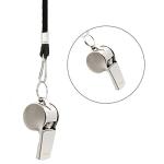 iJiZuo Stainless Steel Whistle, Metal Referee Whistle with 41cm Lanyard, Stainless Sports Whistles for Outdoor Activities, Referees, Coaches, Lifeguards, Soccer, Basketball-Silver