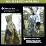 Kanuothbon Emergency Survival Poncho (4pc) Thermal Mylar Foil Coating Blanket for Heat Retention and Rain | Reversible with Hood | Waterproof, Windproof, Portable, Hands-free, Outdoor Kit