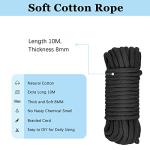 10 Metres Soft Cotton Rope, Thick Cotton Cord, All Purpose Soft Rope for DIY Craft Projects Hanging Bundling, Black