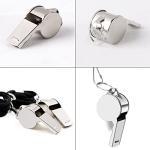 iJiZuo Stainless Steel Whistle, Metal Referee Whistle with 41cm Lanyard, Stainless Sports Whistles for Outdoor Activities, Referees, Coaches, Lifeguards, Soccer, Basketball-Silver