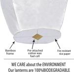 Sky Chinese Lanterns 10 Pack Sky to Release in Memory Love Color Large Memorial Paper Lanterns Birthday Wedding Funeral Christmas to Make Wishes (White)